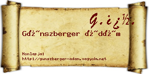 Günszberger Ádám névjegykártya